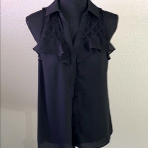 Black ruffled blouse